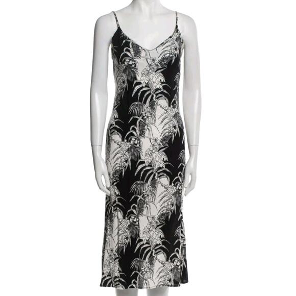 Reformation Crimini Midi Sundress Tropical V-Neck Side Slit Sz 2 Sleeveless (V1 - Picture 3 of 9